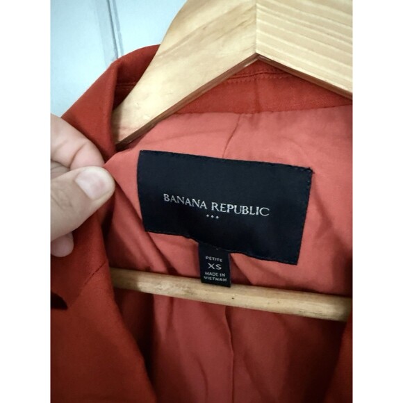Banana Republic Blazer XS Petite Double Breasted Linen Blend Red Orange Pockets - Picture 3 of 7